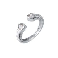 Fashion Heart Shape Copper Rings Inlay Zircon Copper Rings sku image 2