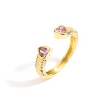 Fashion Heart Shape Copper Rings Inlay Zircon Copper Rings sku image 3