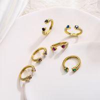 Fashion Heart Shape Copper Rings Inlay Zircon Copper Rings main image 1