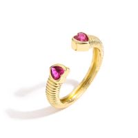 Fashion Heart Shape Copper Rings Inlay Zircon Copper Rings sku image 4