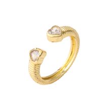 Fashion Heart Shape Copper Rings Inlay Zircon Copper Rings sku image 1