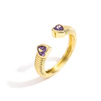 Fashion Heart Shape Copper Rings Inlay Zircon Copper Rings sku image 5