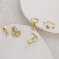 Fashion Star Heart Shape Pineapple Alloy Inlay Artificial Pearls Rhinestones Rings Earrings main image 1