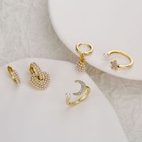 Fashion Star Heart Shape Pineapple Alloy Inlay Artificial Pearls Rhinestones Rings Earrings main image 6