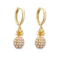 Fashion Star Heart Shape Pineapple Alloy Inlay Artificial Pearls Rhinestones Rings Earrings sku image 7