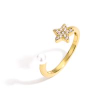 Fashion Star Heart Shape Pineapple Alloy Inlay Artificial Pearls Rhinestones Rings Earrings sku image 1