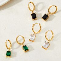 Fashion Square Stainless Steel Earrings Inlay Zircon Stainless Steel Earrings main image 1