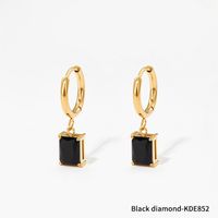 Fashion Square Stainless Steel Earrings Inlay Zircon Stainless Steel Earrings sku image 3