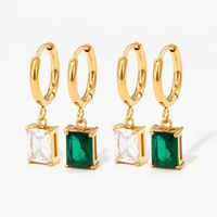 Fashion Square Stainless Steel Earrings Inlay Zircon Stainless Steel Earrings main image 3