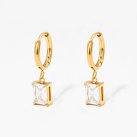 Fashion Square Stainless Steel Earrings Inlay Zircon Stainless Steel Earrings main image 2