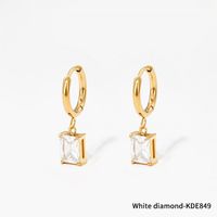 Fashion Square Stainless Steel Earrings Inlay Zircon Stainless Steel Earrings sku image 1