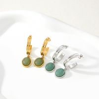 Elegant Geometric Stainless Steel Earrings Inlay Natural Stone Stainless Steel Earrings main image 6