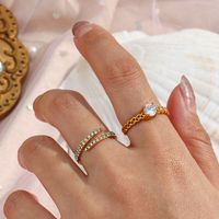 Fashion Geometric Stainless Steel Open Ring Inlaid Zircon Stainless Steel Rings main image 4