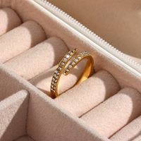 Fashion Geometric Stainless Steel Open Ring Inlaid Zircon Stainless Steel Rings main image 1