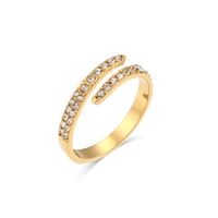 Fashion Geometric Stainless Steel Open Ring Inlaid Zircon Stainless Steel Rings sku image 1