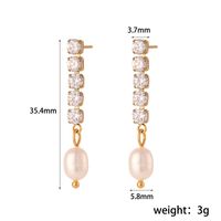 Elegant Square Inlay Stainless Steel Artificial Pearls Zircon Gold Plated Earrings main image 3