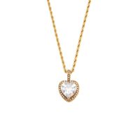 Fashion Square Heart Shape Stainless Steel Inlaid Zircon Gold Plated Necklace main image 4