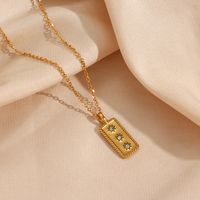 Fashion Square Stainless Steel Necklace Inlay Zircon Stainless Steel Necklaces main image 6
