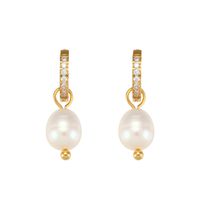 Fashion Geometric Stainless Steel Earrings Patchwork Artificial Pearls Zircon Stainless Steel Earrings sku image 2