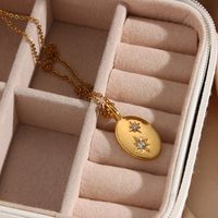 Fashion Oval Stainless Steel Necklace Inlaid Zircon Stainless Steel Necklaces main image 3