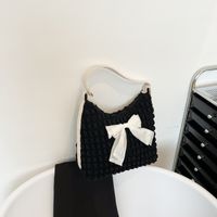 Fashion Solid Color Bowknot Pillow Shape Zipper Underarm Bag main image 3