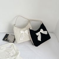 Fashion Solid Color Bowknot Pillow Shape Zipper Underarm Bag main image 5