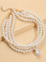 Fashion Irregular Artificial Pearl Beaded Layered Necklaces main image 4