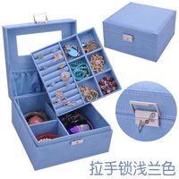 New Velvet Jewelry Box Small Square Double Velvet Storage Box Jewelry Box Storage Box  Wholesale Nihaojewelry sku image 4