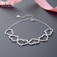 Fashion Simple Style Heart Shape Sterling Silver Plating Bracelets main image 2