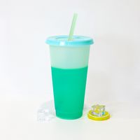 New Fashion Temperature Sensitive Color Changing Plastic Straw Cup 710ml sku image 8