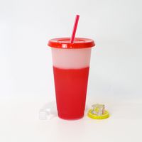 New Fashion Temperature Sensitive Color Changing Plastic Straw Cup 710ml sku image 7