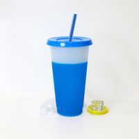 New Fashion Temperature Sensitive Color Changing Plastic Straw Cup 710ml sku image 9