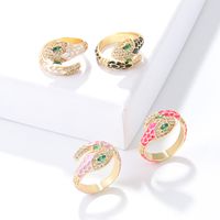 Simple Style Snake Copper Open Ring Plating Zircon Copper Rings main image 1