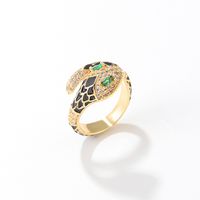 Simple Style Snake Copper Open Ring Plating Zircon Copper Rings main image 4