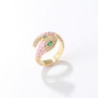 Simple Style Snake Copper Open Ring Plating Zircon Copper Rings main image 5