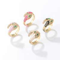 Simple Style Snake Copper Open Ring Plating Zircon Copper Rings main image 3