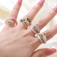Simple Style Snake Copper Open Ring Plating Zircon Copper Rings main image 2