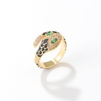 Simple Style Snake Copper Open Ring Plating Zircon Copper Rings sku image 1