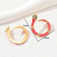 Fashion Snake Copper Ear Studs Gold Plated Zircon Copper Earrings 1 Pair main image 5
