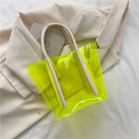 Streetwear Solid Color Transparent Square Magnetic Buckle Tote Bag sku image 3