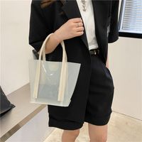 Streetwear Solid Color Transparent Square Magnetic Buckle Tote Bag main image 2