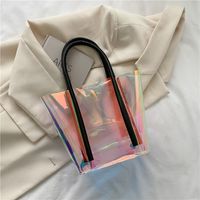 Streetwear Solid Color Transparent Square Magnetic Buckle Tote Bag sku image 5