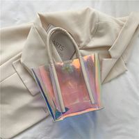 Streetwear Solid Color Transparent Square Magnetic Buckle Tote Bag sku image 6