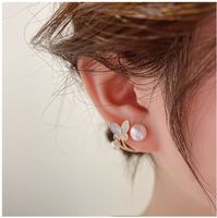 1 Set Elegant Butterfly Inlay Alloy Artificial Pearls Ear Studs main image 2