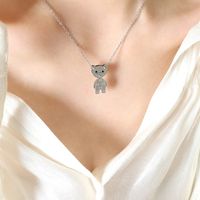 Simple Bear Stainless Steel Material Plated Necklace sku image 1