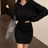 Fashion Solid Color Knit Skirt Sets 2 Piece Set main image 4