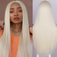 Unisex Fashion Street High Temperature Wire Centre Parting Long Straight Hair Wigs sku image 2