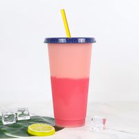 New Fashion Temperature Sensitive Color Changing Plastic Straw Cup 710ml sku image 2
