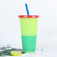 New Fashion Temperature Sensitive Color Changing Plastic Straw Cup 710ml sku image 1
