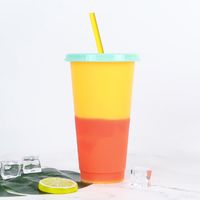 New Fashion Temperature Sensitive Color Changing Plastic Straw Cup 710ml sku image 5